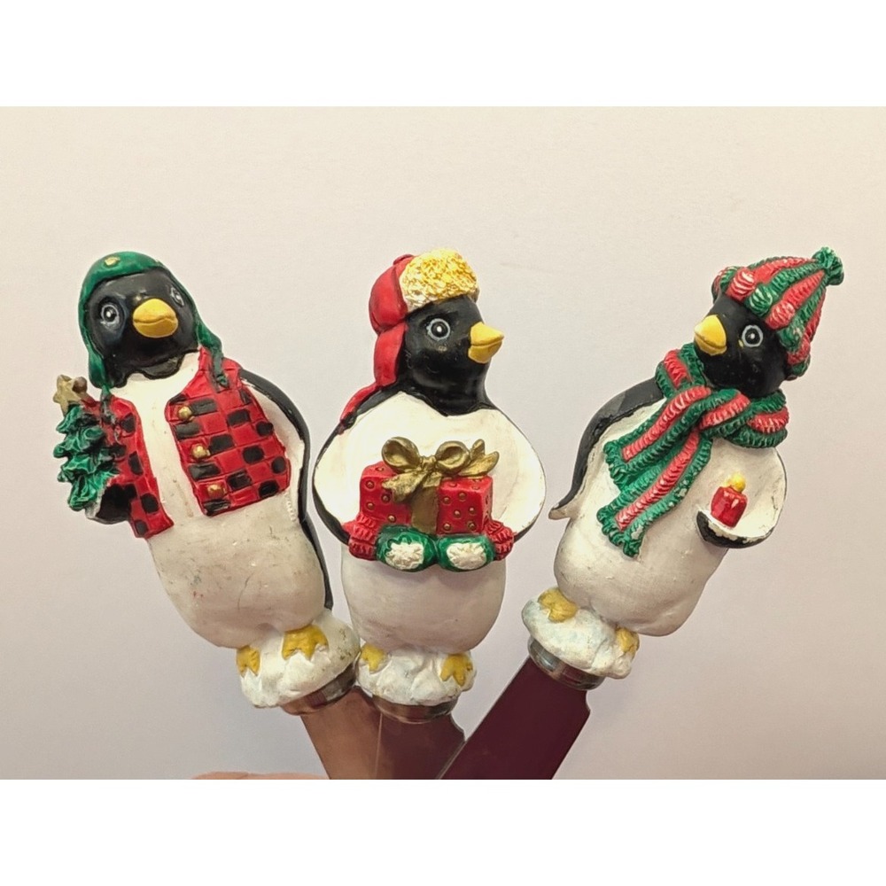Boston Warehouse Christmas Penguin Cheese Spreaders Set of 3 Holiday Knives